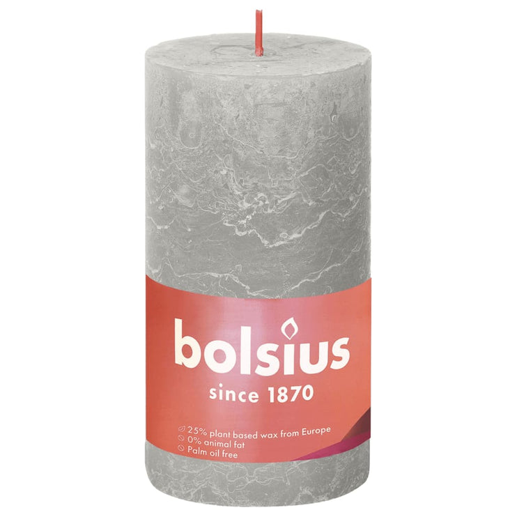 Bolsius Rustika block ljus 4-pack 130x68 mm sandgrå