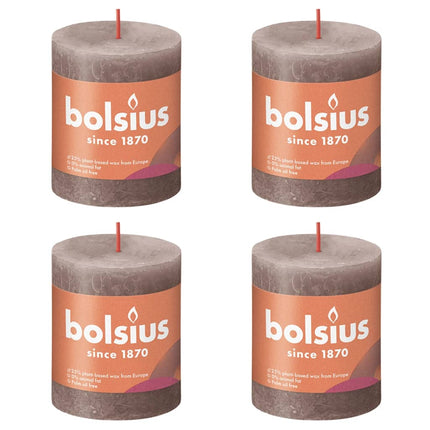 Bolsius Rustika blockljus 4-pack 80x68 mm rustik taupe