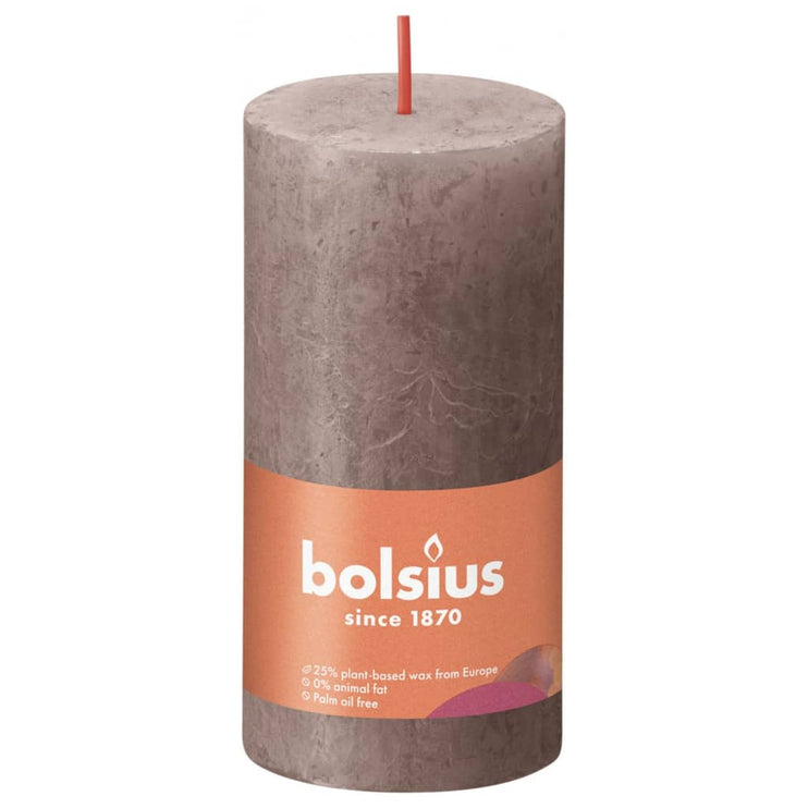 Bolsius Rustika block light Shine 8-pack 100x50 mm taupe