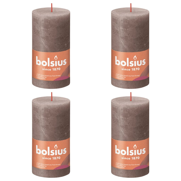 Bolsius Rustika blockljus 4-pack 130x68 mm rustik taupe