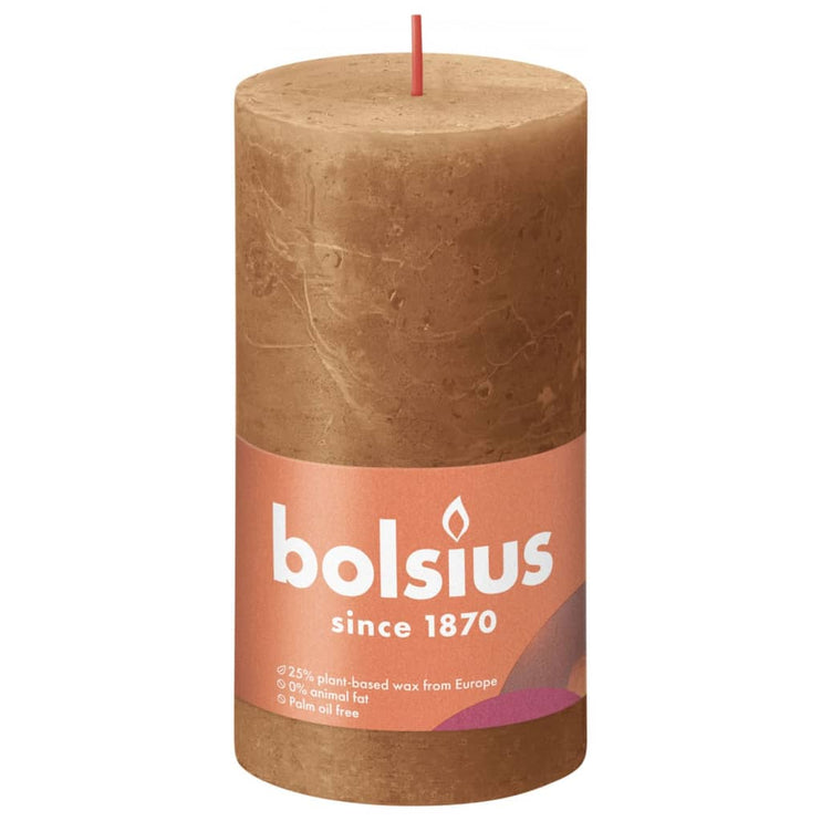 Bolsius Rustika block ljus 4-pack 130x68 mm kryddbrun