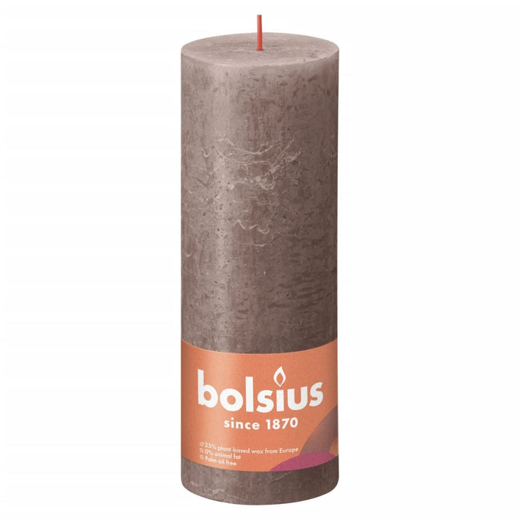 Bolsius Rustika blockljus 4-pack 190x68 mm rustik taupe