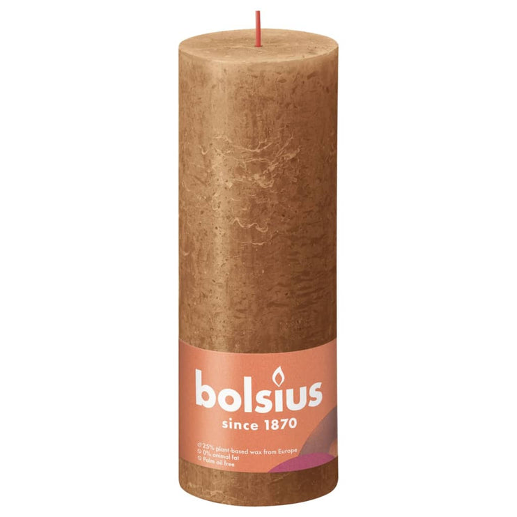 Bolsius Rustika block ljus 4-pack 190x68 mm kryddbrun