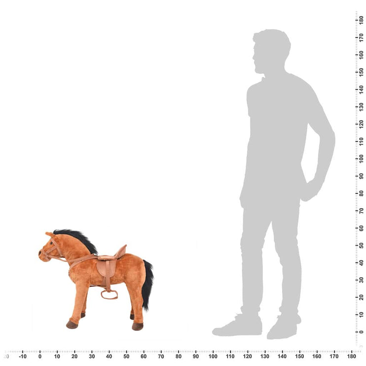 Stående leksakshäst plysch brun
