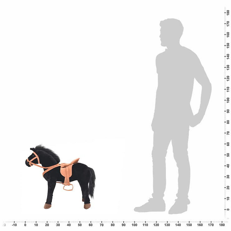 Stående leksakshäst plysch svart