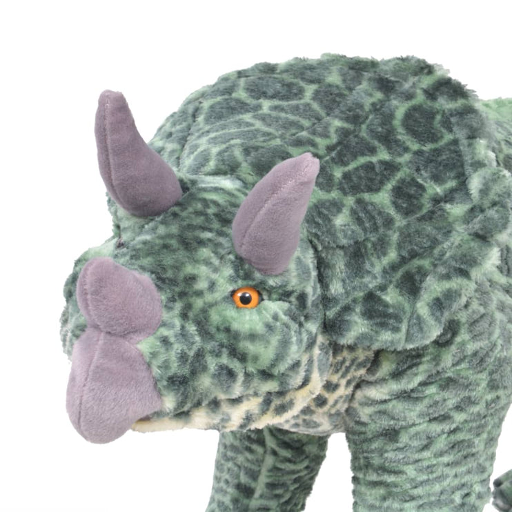 Stående leksaksdinosaurie triceratops plysch grön XXL