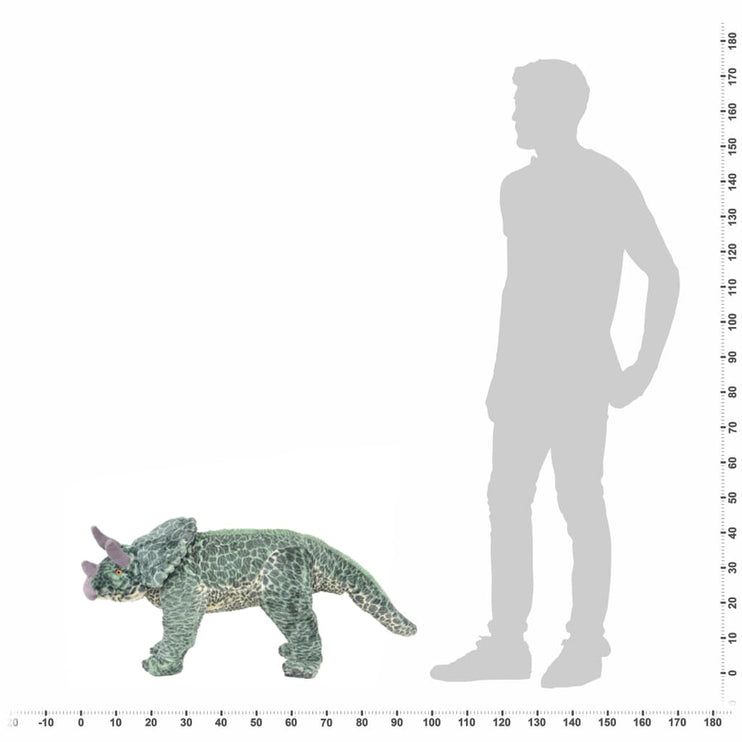 Stående leksaksdinosaurie triceratops plysch grön XXL