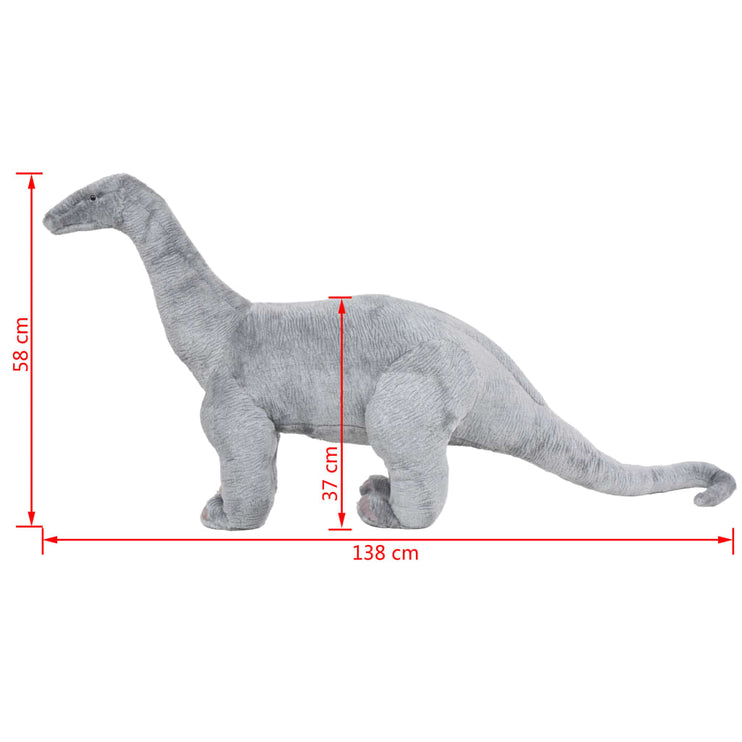 Stående plyschleksak brachiosaurus grå XXL