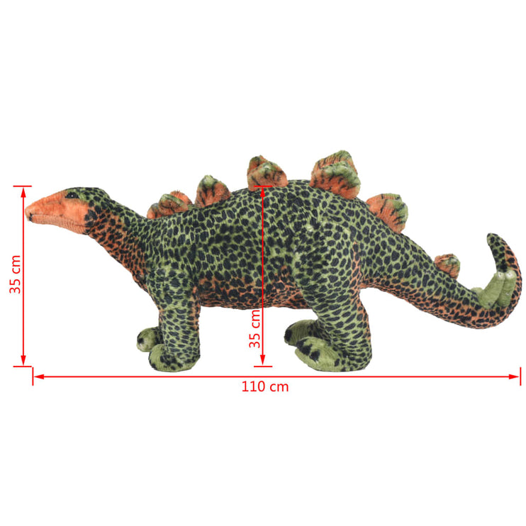 Stående leksak stegosaurus plysch grön och orange XXL