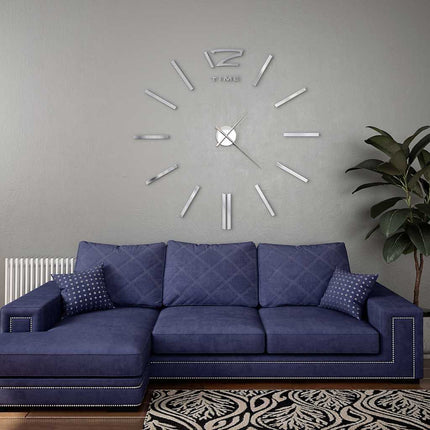 Väggklocka 3D modern design 100 cm XXL silver