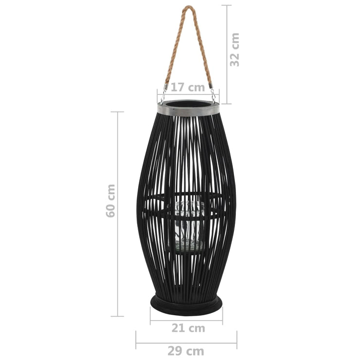 Hängande ljuslykta bambu 60 cm svart