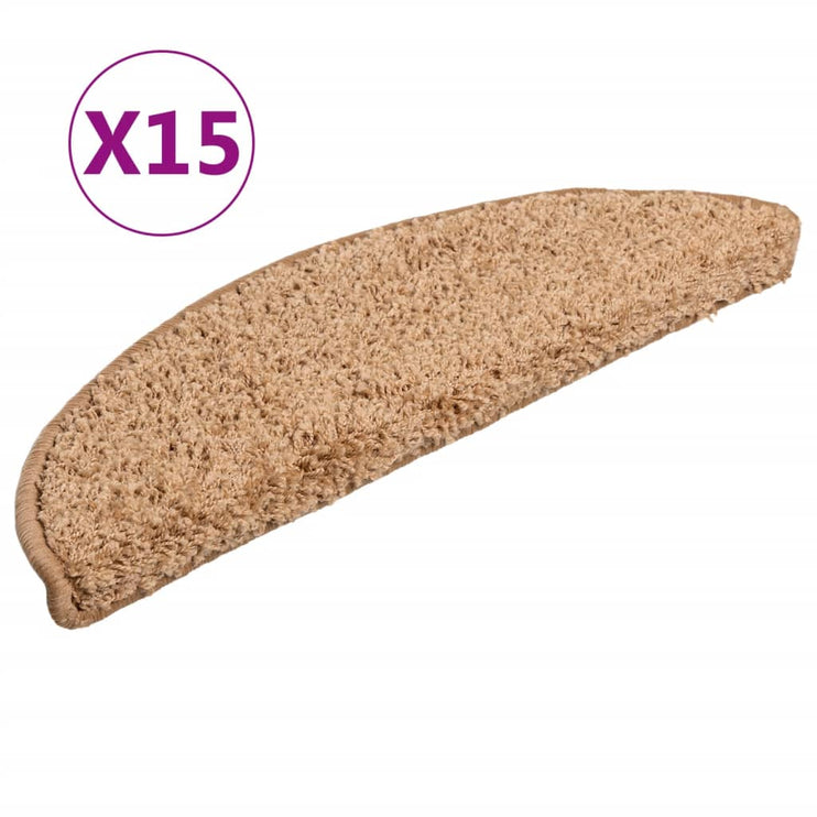 Trappstegsmattor 15 st beige 56x17x3 cm