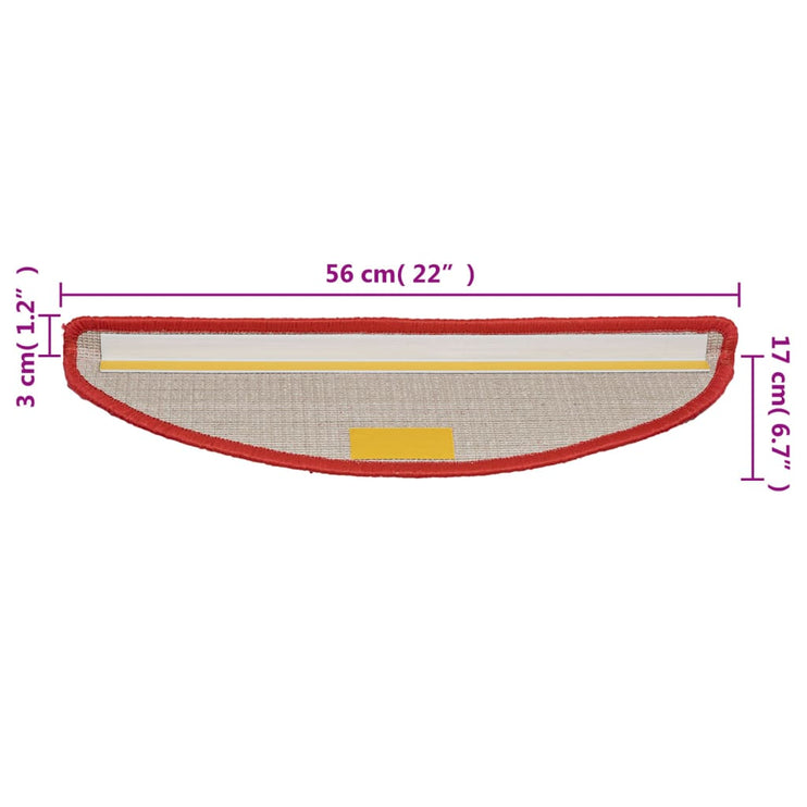 Trappstegsmattor 15 st röd 56x17x3 cm