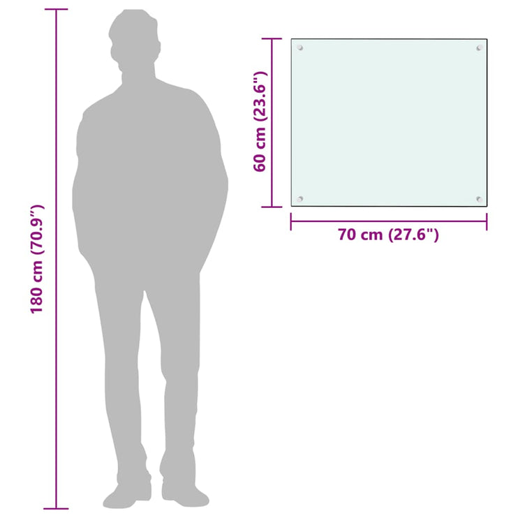Stänkskydd vit 70x60 cm härdat glas