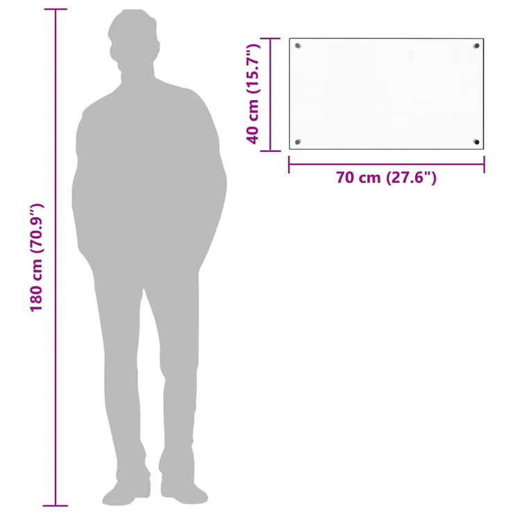 Stänkskydd transparent 70x40 cm härdat glas