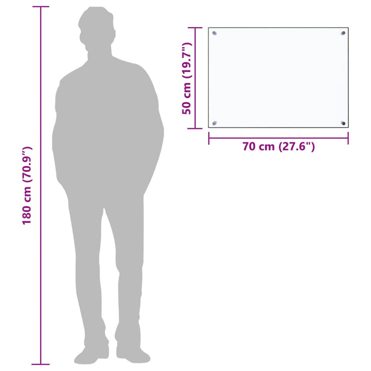 Stänkskydd transparent 70x50 cm härdat glas