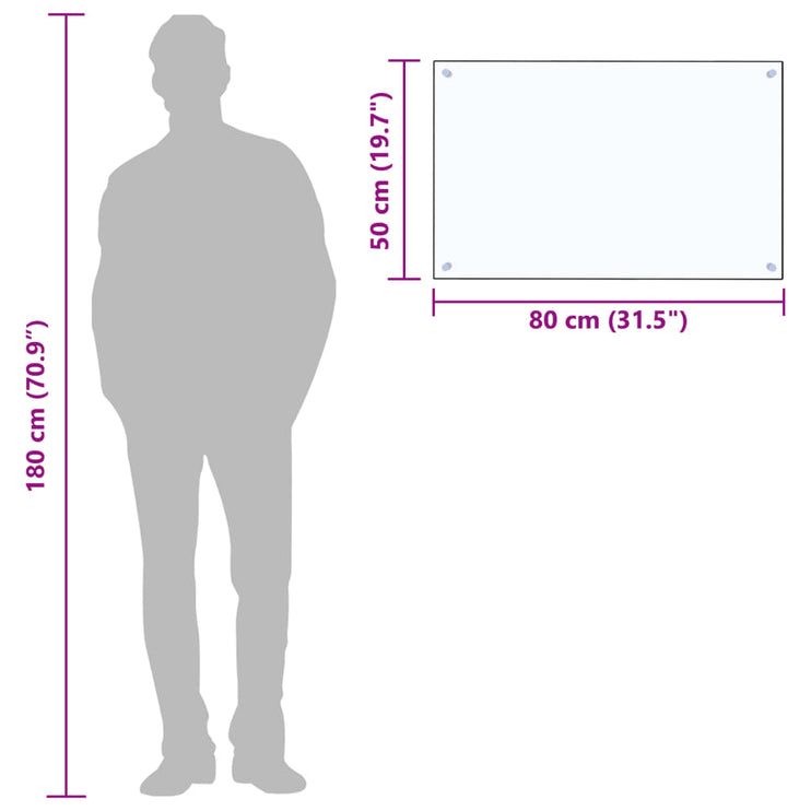 Stänkskydd transparent 80x50 cm härdat glas