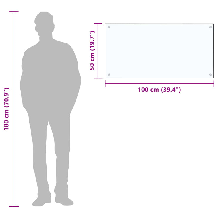 Stänkskydd transparent 100x50 cm härdat glas