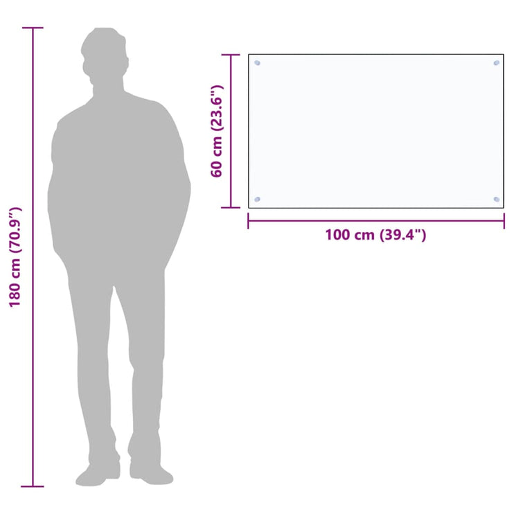 Stänkskydd transparent 100x60 cm härdat glas