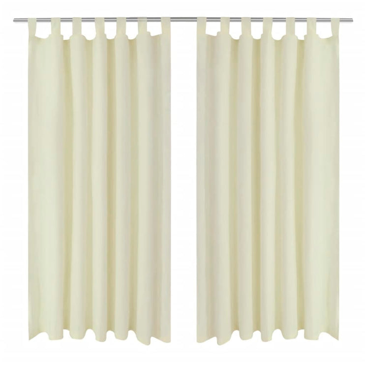 2-pack gardiner med öglor i gräddvit microsatin 140 x 225 cm