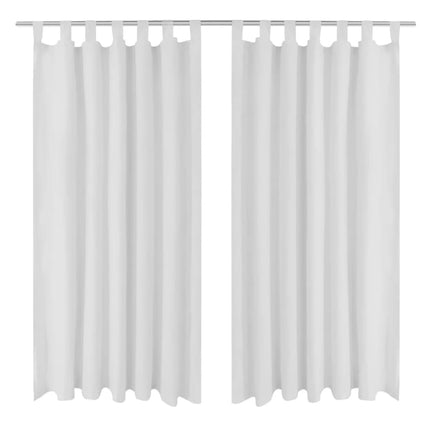 2-pack gardiner med öglor i vit microsatin 140 x 175 cm