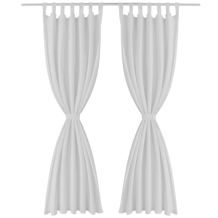 2-pack gardiner med öglor i vit microsatin 140 x 245 cm