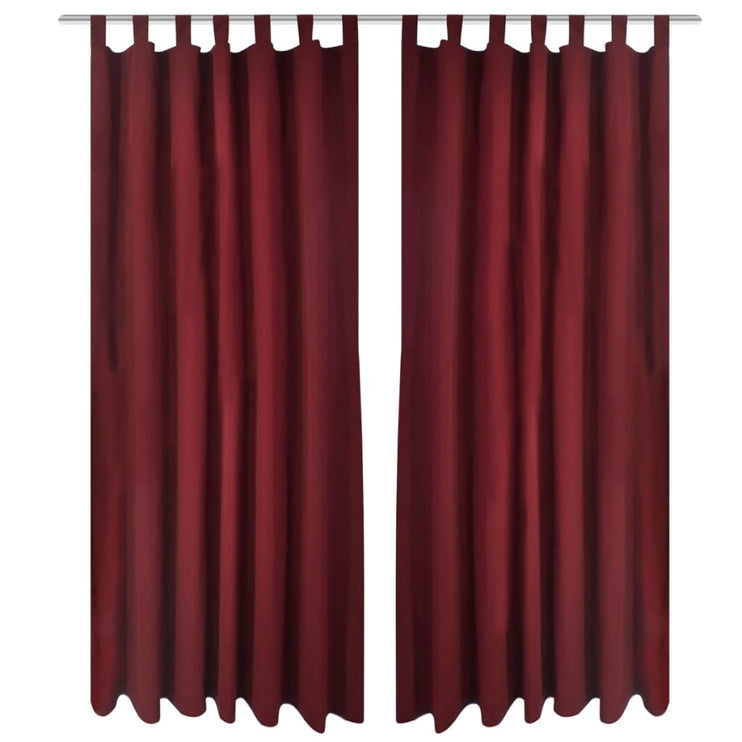 2-pack gardiner med öglor i vinröd microsatin 140 x 225 cm