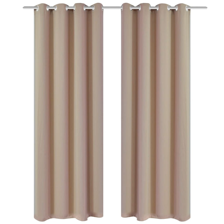 2-pack gräddvita mörkläggningsgardiner med metallringar 135 x 245 cm