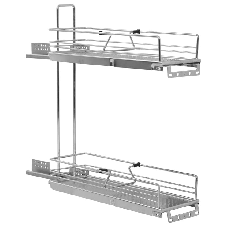 Utdragbar inredning köksskåp 2 hyllor silver 47x15x54,5 cm