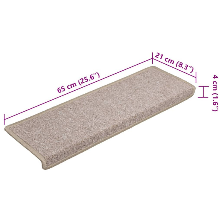 Trappstegsmattor 15 st 65x21x4 cm taupe