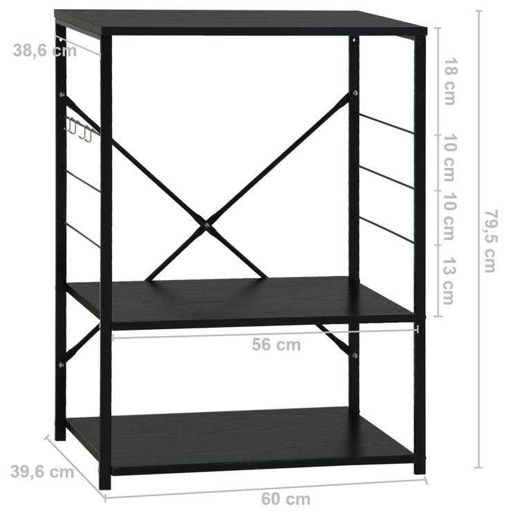 Hylla för mikrovågsugn svart 60x39,6x79,5 cm konstruerat trä