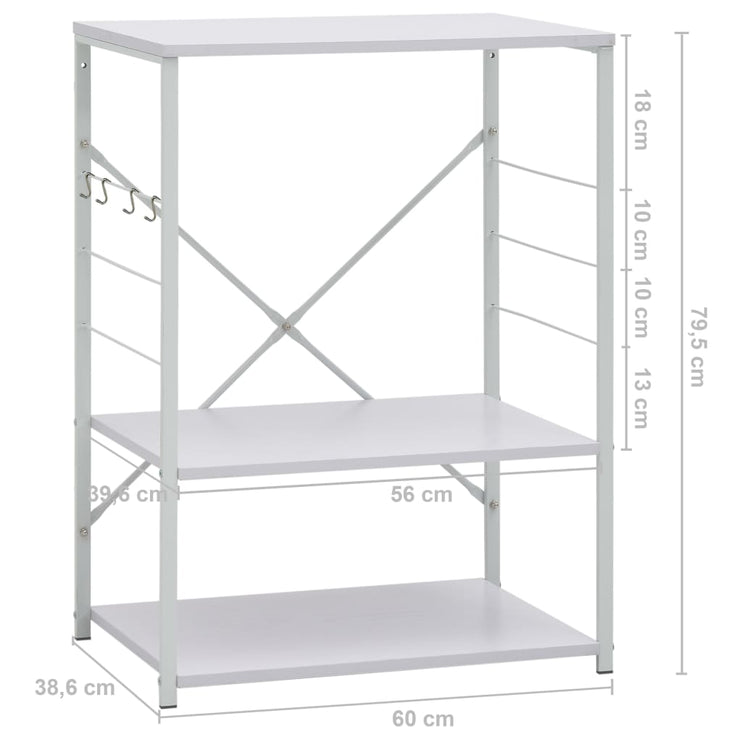 Hylla för mikrovågsugn vit 60x39,6x79,5 cm konstruerat trä