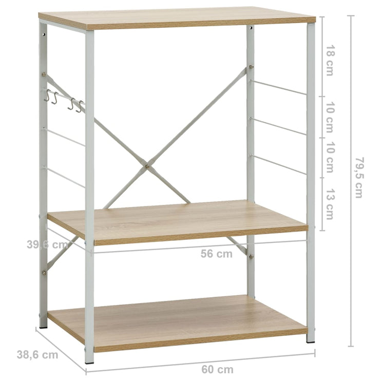 Hylla för mikrovågsugn vit & ek 60x39,6x79,5 cm konstruerat trä