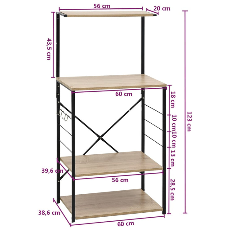 Hylla för mikrovågsugn svart&ek 60x39,6x123 cm konstruerat trä