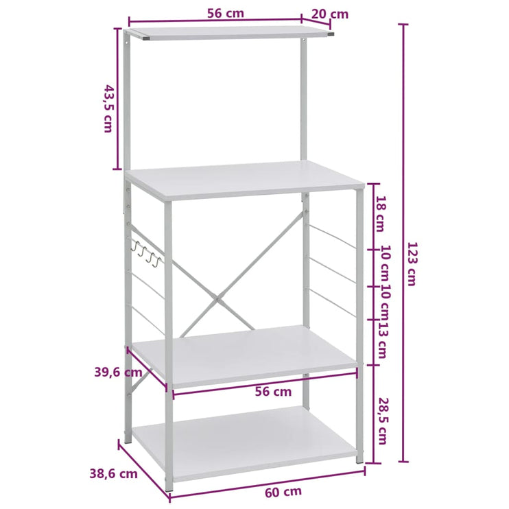 Hylla för mikrovågsugn vit 60x39,6x123 cm konstruerat trä