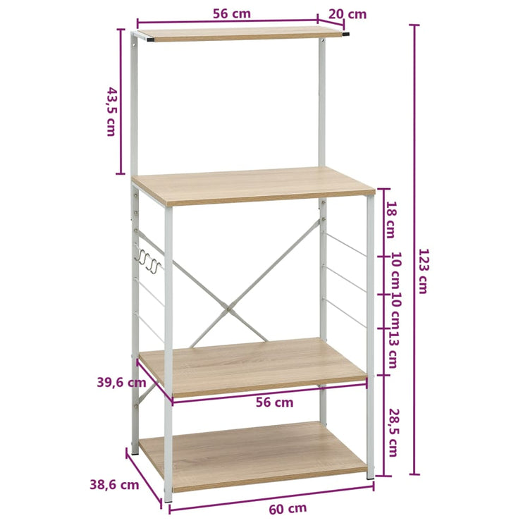 Hylla för mikrovågsugn vit&ek 60x39,6x123 cm konstruerat trä