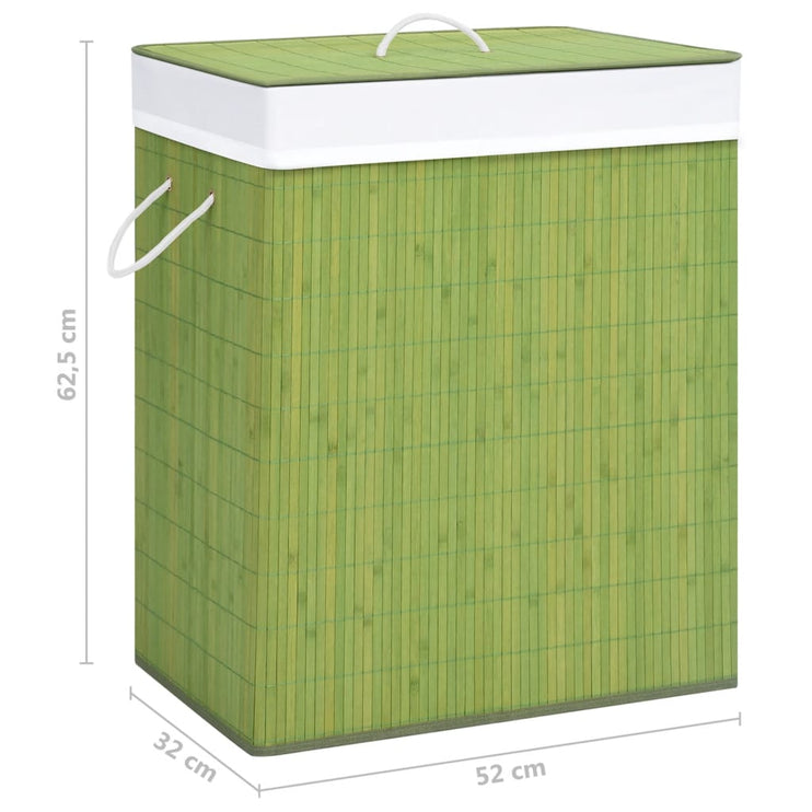 Tvättkorg bambu med 2 sektioner grön 100 L