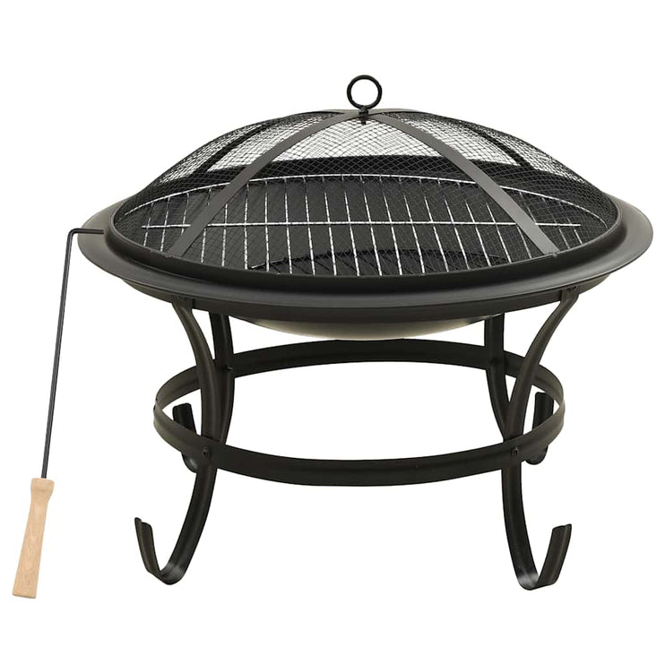 2-i-1 Eldstad med grill och eldgaffel 56x56x49 cm stål