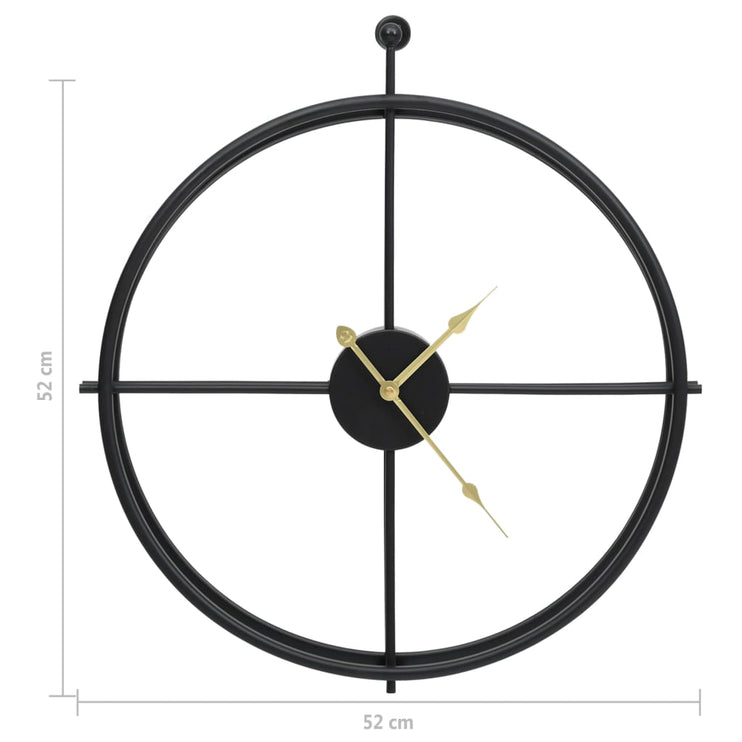 Väggklocka svart 52 cm järn