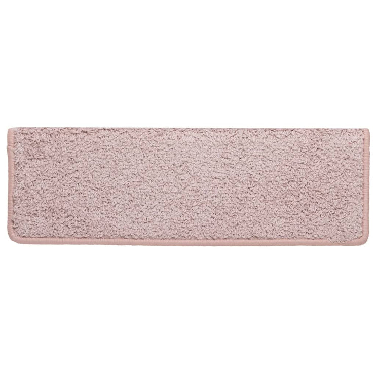 Trappstegsmattor 15 st 65x21x4 cm vit och rosa