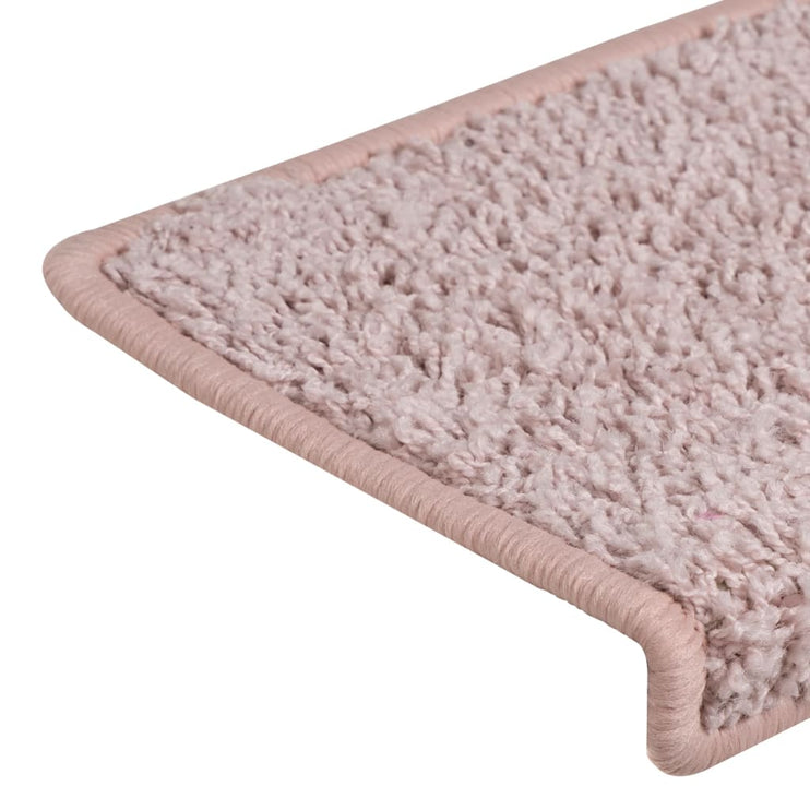 Trappstegsmattor 15 st 65x21x4 cm vit och rosa