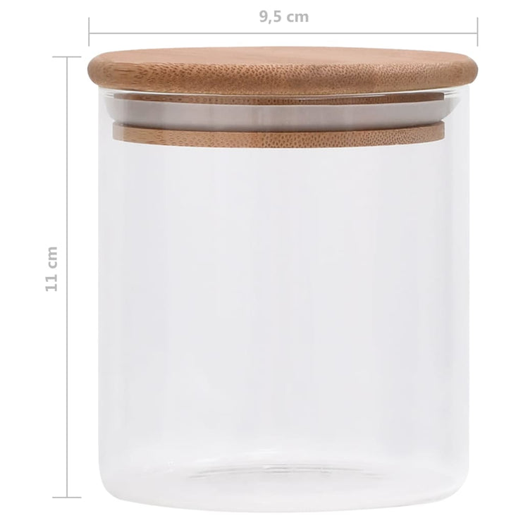 Förvaringsburkar i glas med bambulock 6 st 600 ml