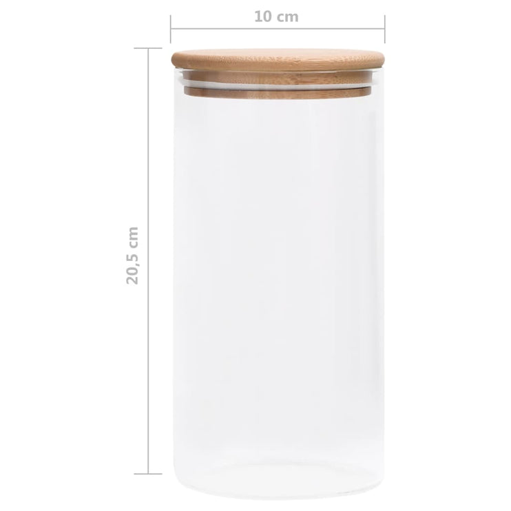 Förvaringsburkar i glas med bambulock 4 st 1200 ml