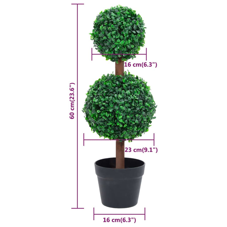 Konstväxt buxbom bollformad med kruka 60 cm grön