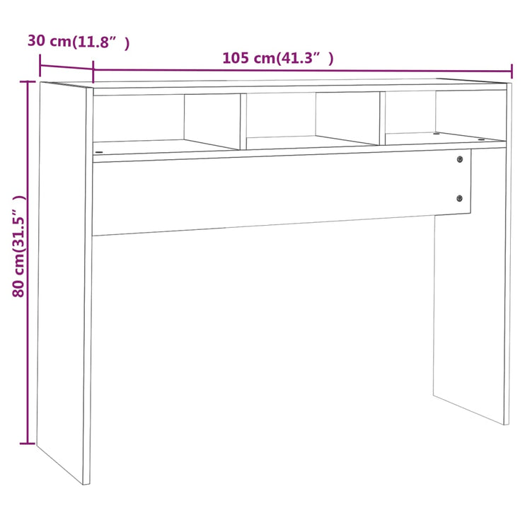 Avlastningsbord sonoma ek 105x30x80 cm konstruerat trä