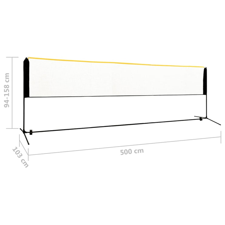 Justerbart badmintonnät 500x103x94-158 cm metall