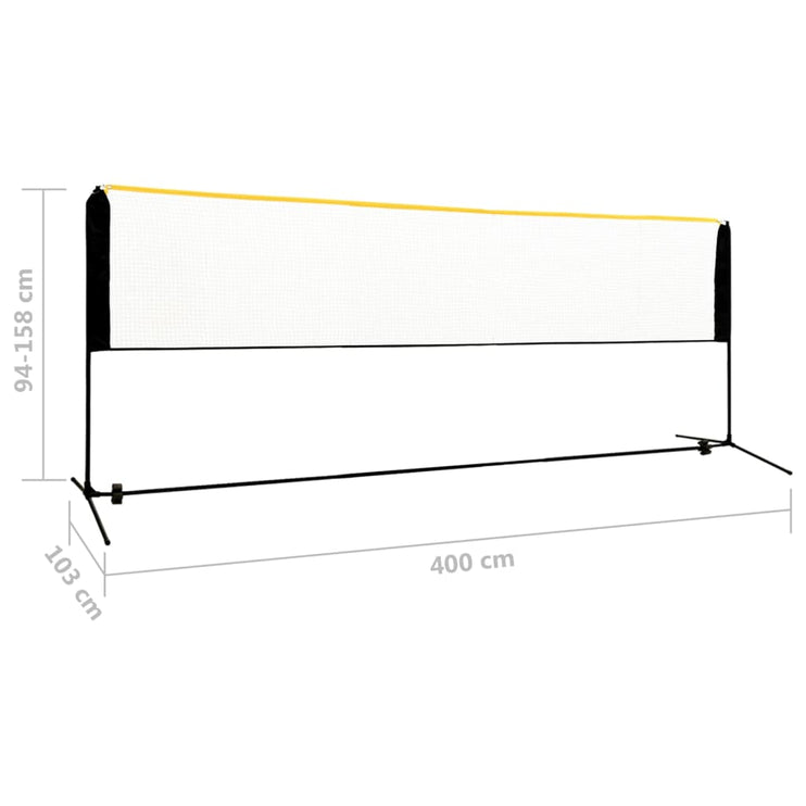 Justerbart badmintonnät 400x103x94-158 cm metall