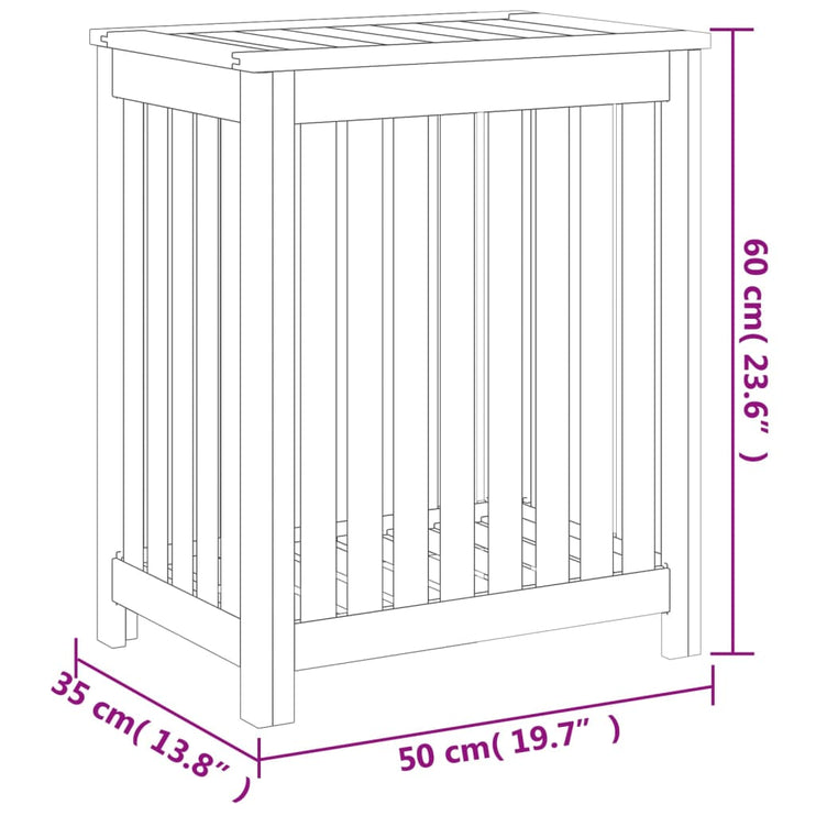 Tvättkorg 50x35x60 cm massivt teakträ