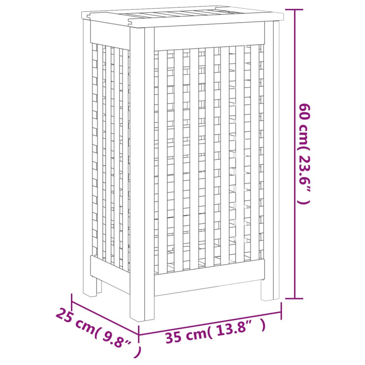 Tvättkorg 35x25x60 cm massivt teakträ