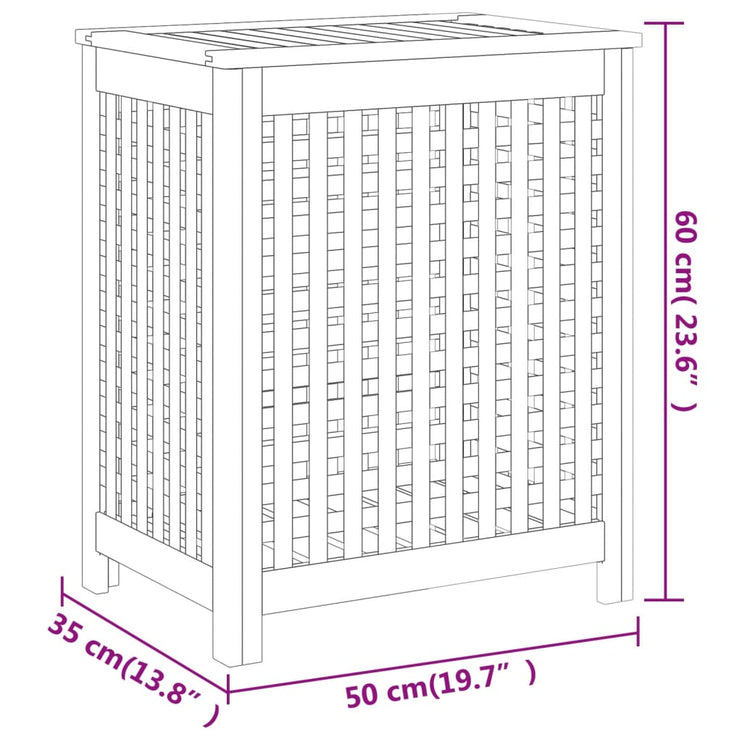 Tvättkorg 50x35x60 cm massivt teakträ